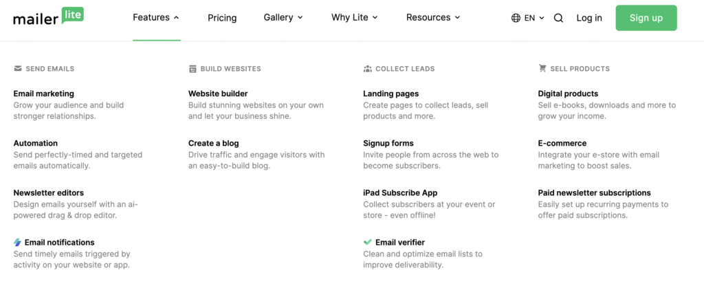 Services/Product/Features Page Example for Website