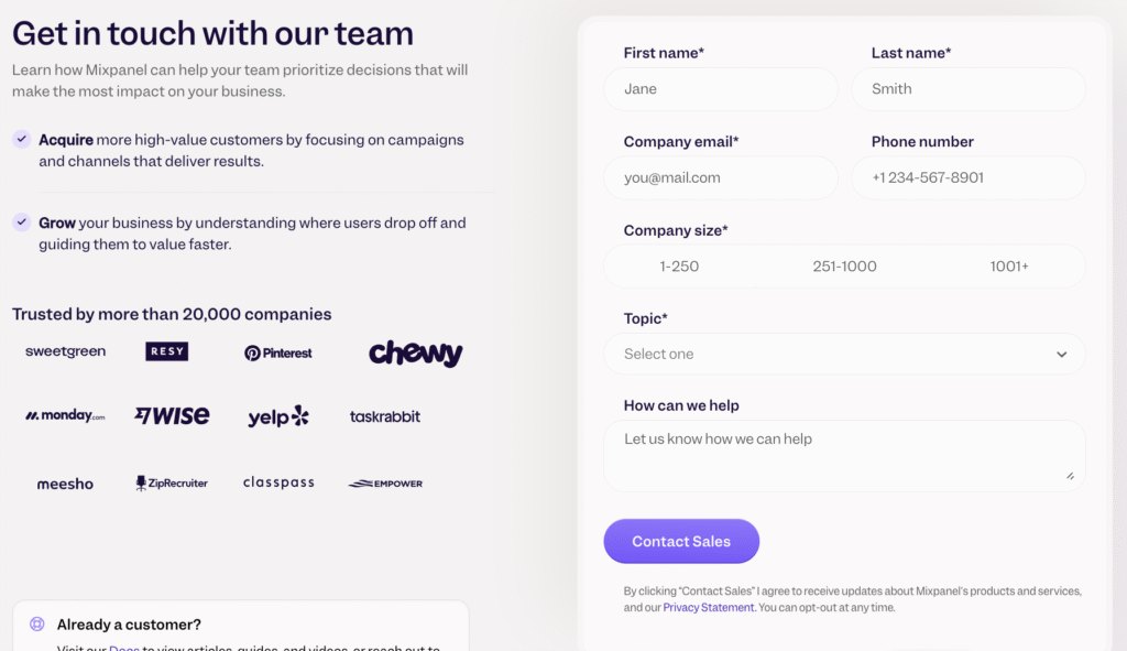 Contact Page Example for Website